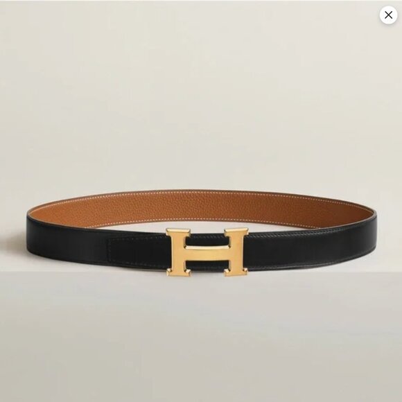 HERMES worn twice H belt buckle & Reversible leather strap - Picture 1 of 10